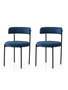 Hanah Home Gını - 4014 V2 Conjunto de 2 Sillas Negro y Azul Oscuro